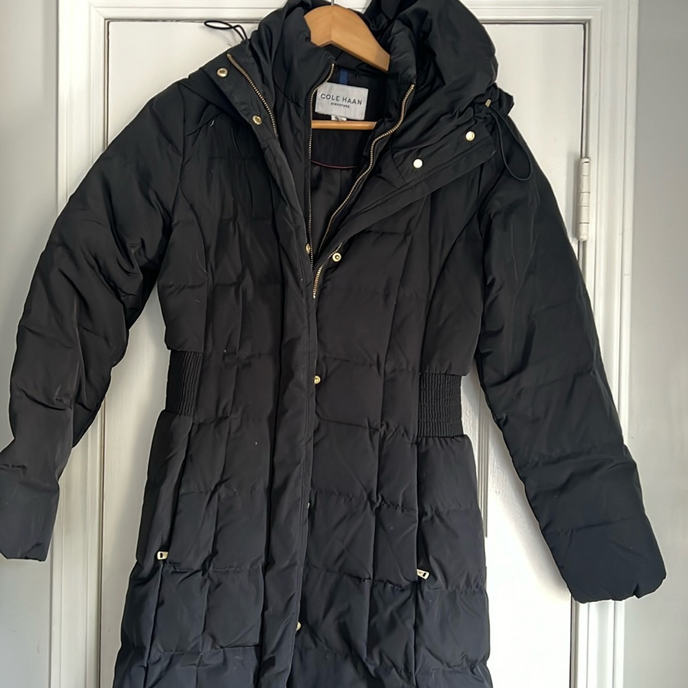 Cole Haan Women's Signature 40" Taffeta Down Coat with Hood